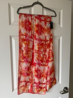 Red & Orange Handmade Watercolor Silk Scarf